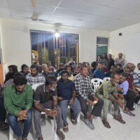 Maldivians waiting for meeting to begin