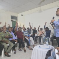 President of council Ismail Ibrahim talking